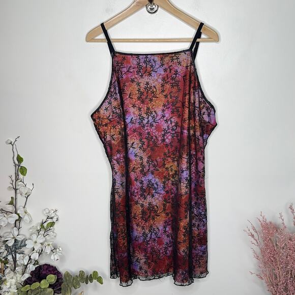 DELIA'S Melting Pot Mini Dress Mesh Overlay Whimsy Goth Purple {ZZ16} - Picture 2 of 5